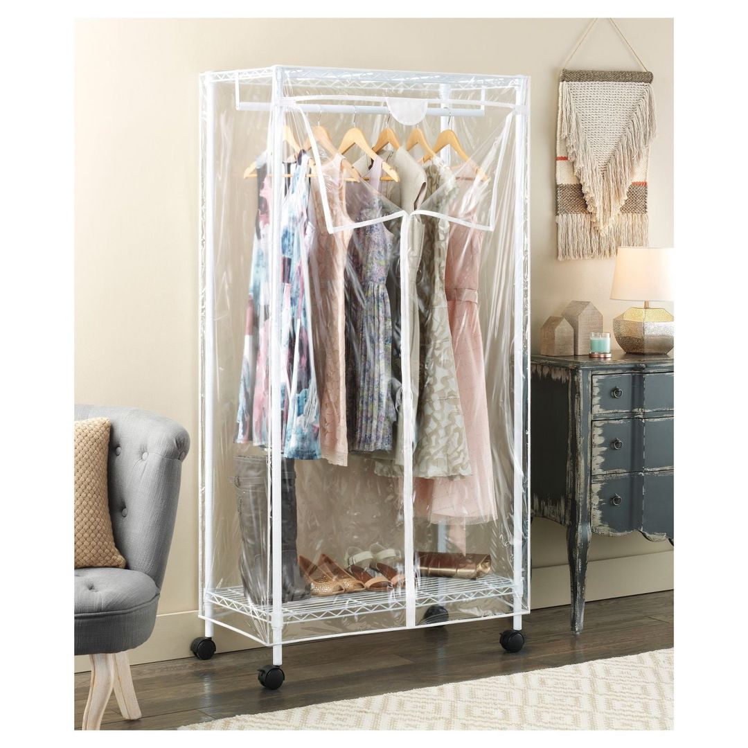 Whitmor wide portable wardrobe clothes closet organizer best sale with rack